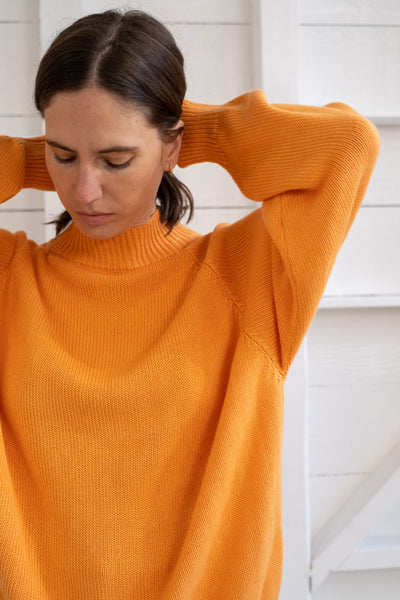 The Oversized Mockneck Sweater In Orange