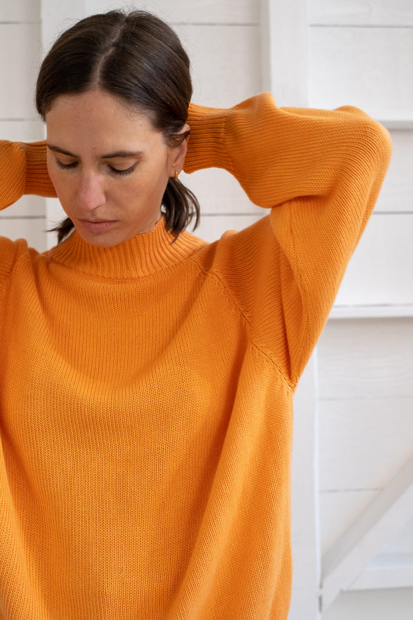 The Oversized Mockneck Sweater In Orange