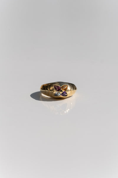 French Multi Stone Daisy Ring