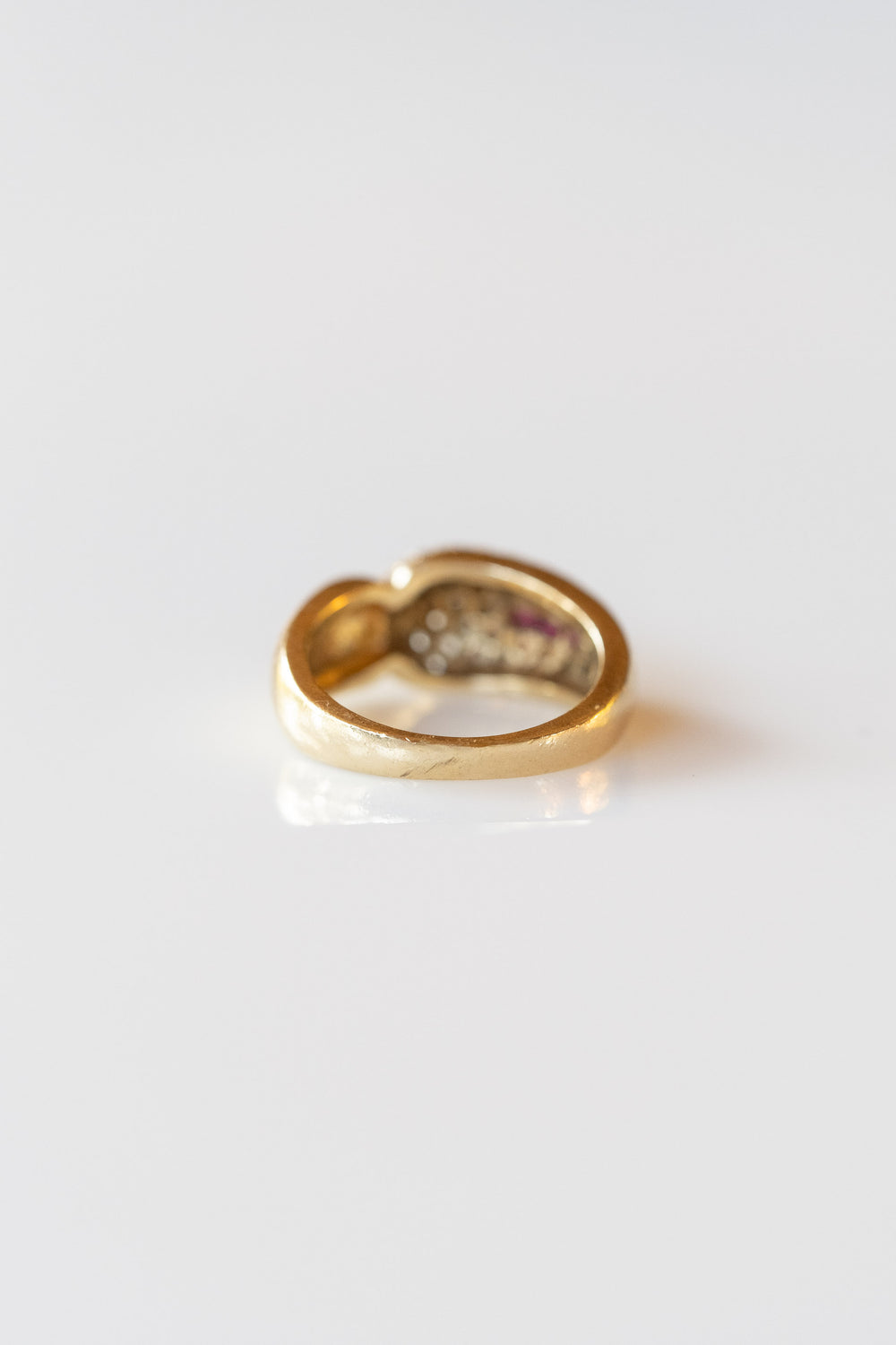 14k Diamond + Ruby Modernist Ring