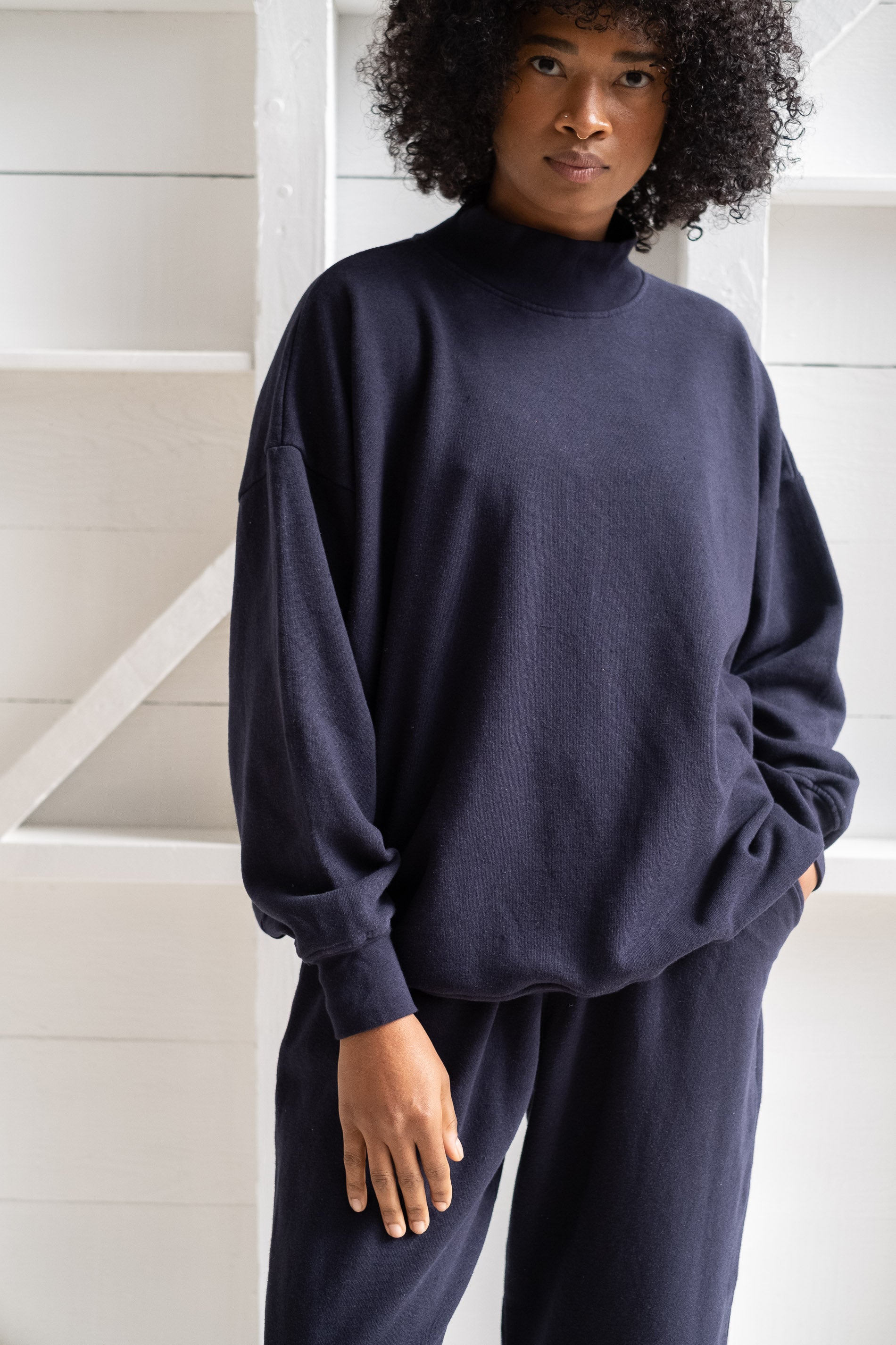 Oversized mock neck outlet sweatshirt