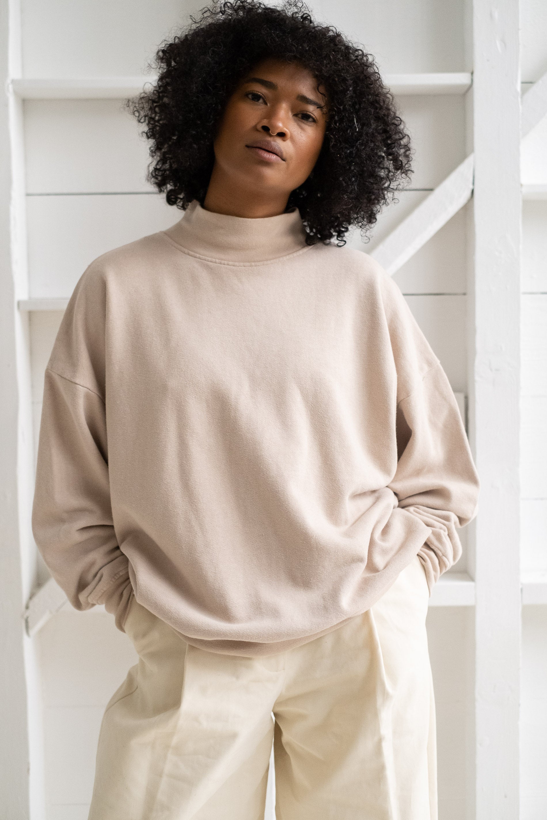 Reliquary House Line THE MOCKNECK SWEATSHIRT IN OFF WHITE