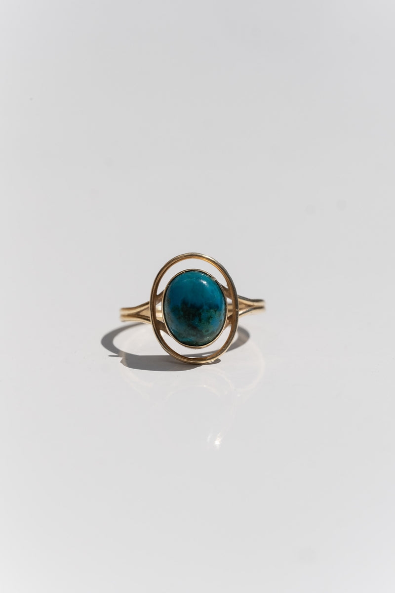 14K TURQUOISE OVAL WIRE RING