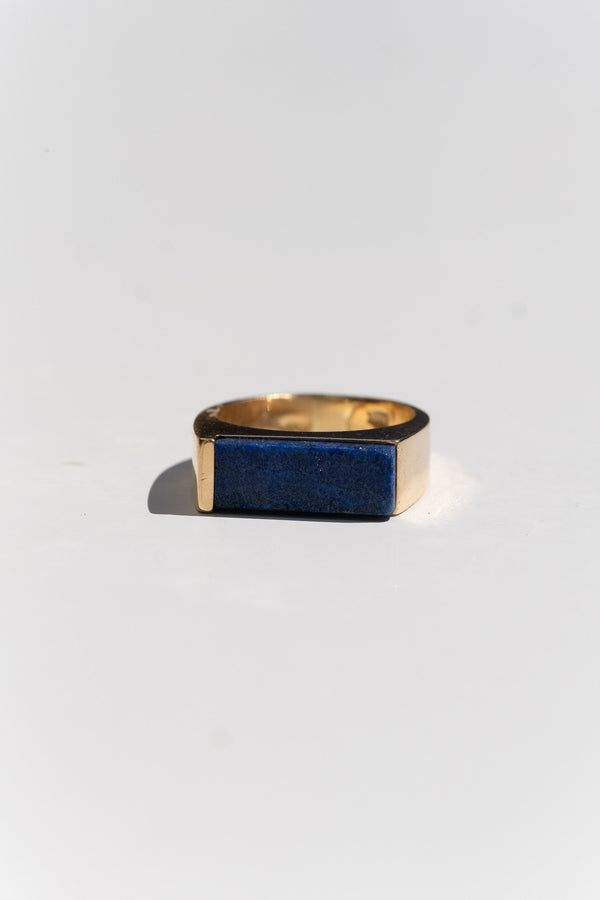 18k Modern Lapis Rectangle Ring