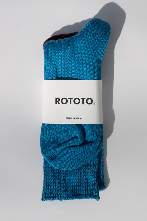 LINEN COTTON RIBBED SOCKS IN BLUE