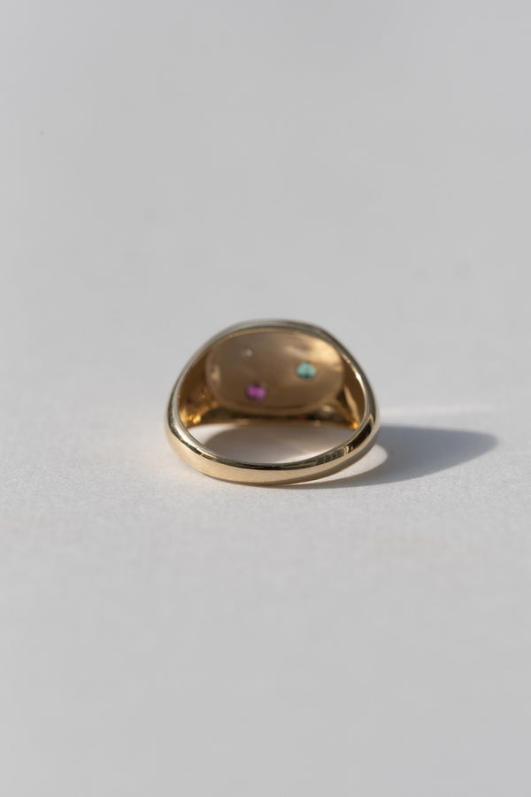 10k + Mixed Gems Seal Signet Ring