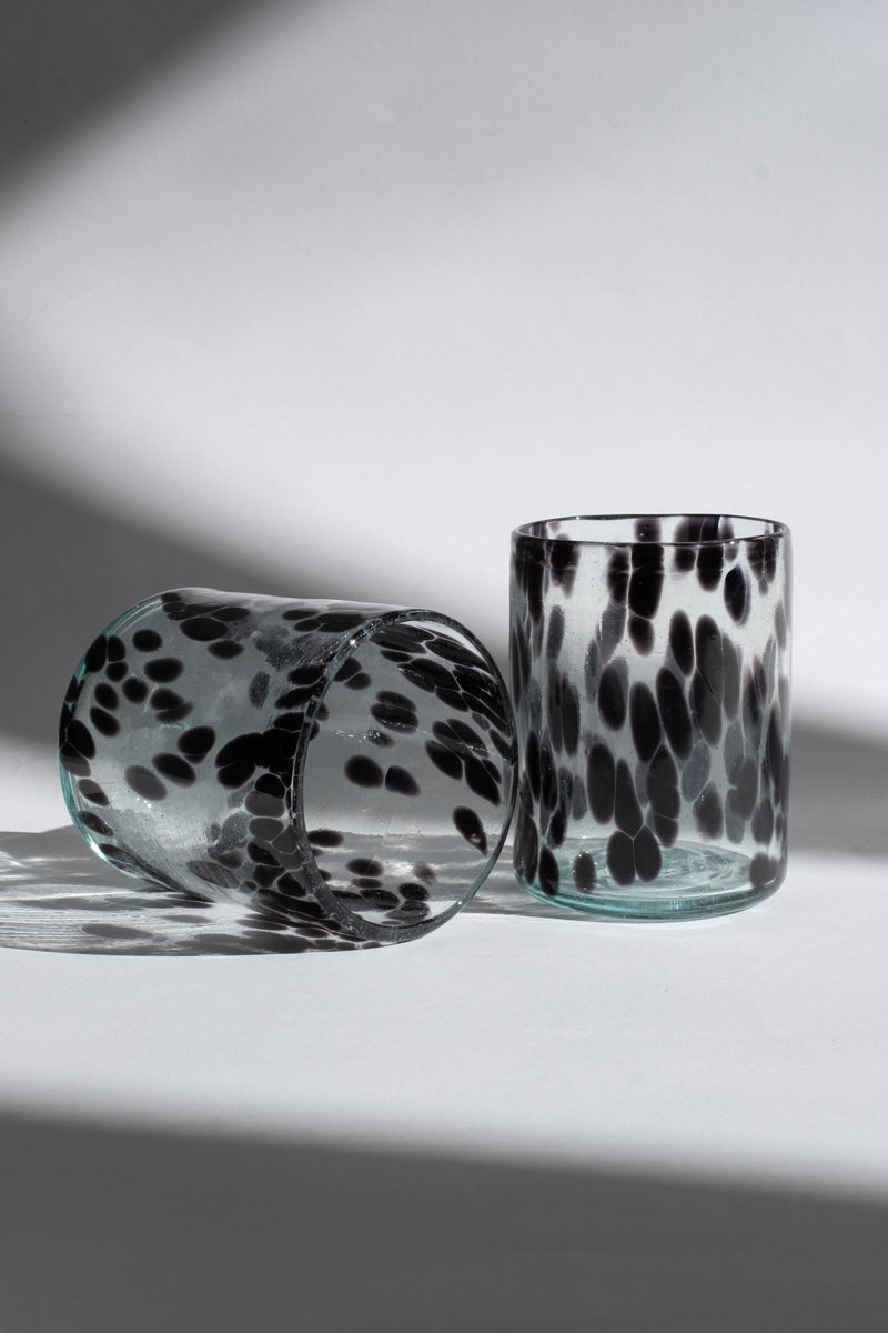 BLACK POLKA DOT WHISKY GLASS