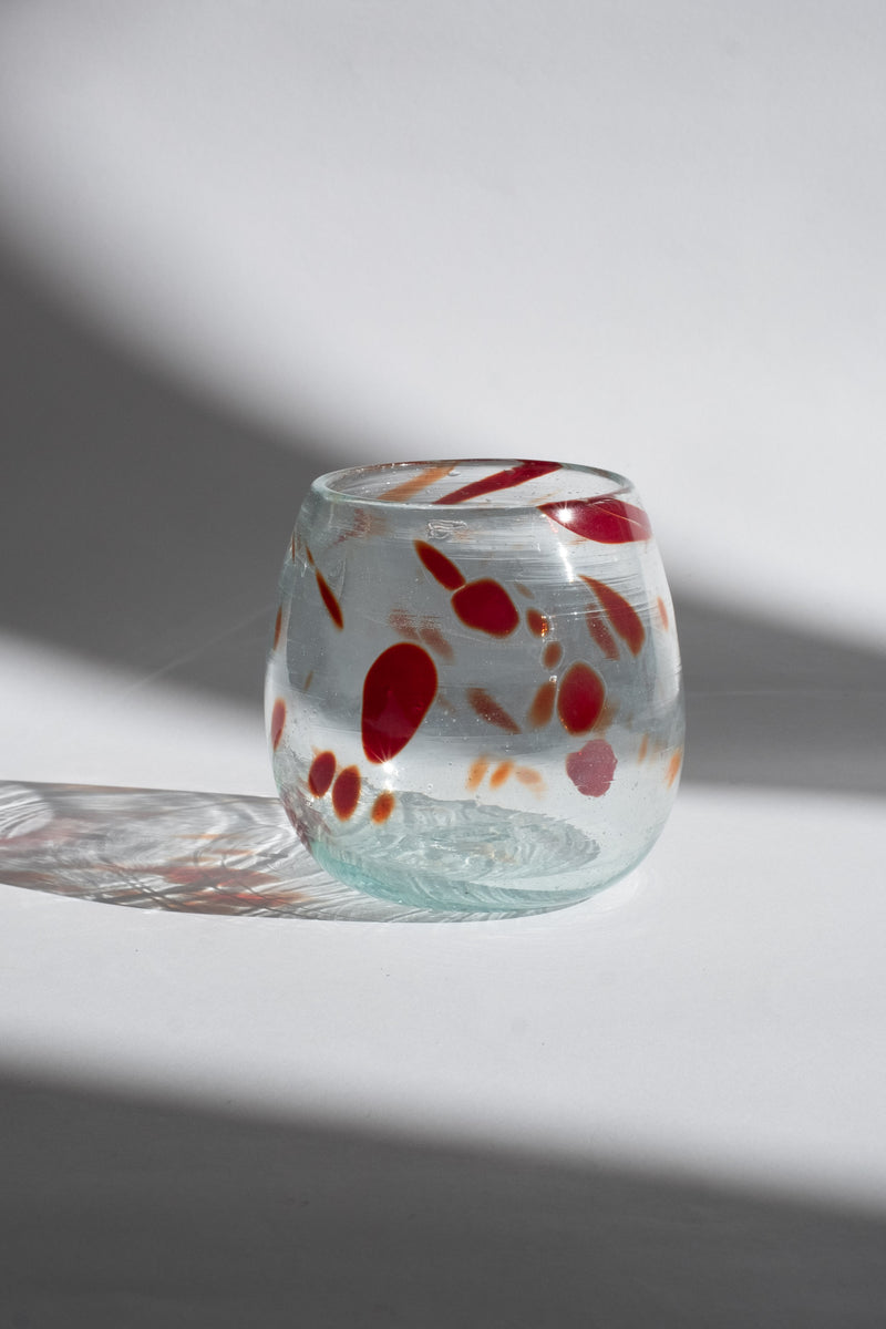RED POLKA DOT COGNAC GLASS