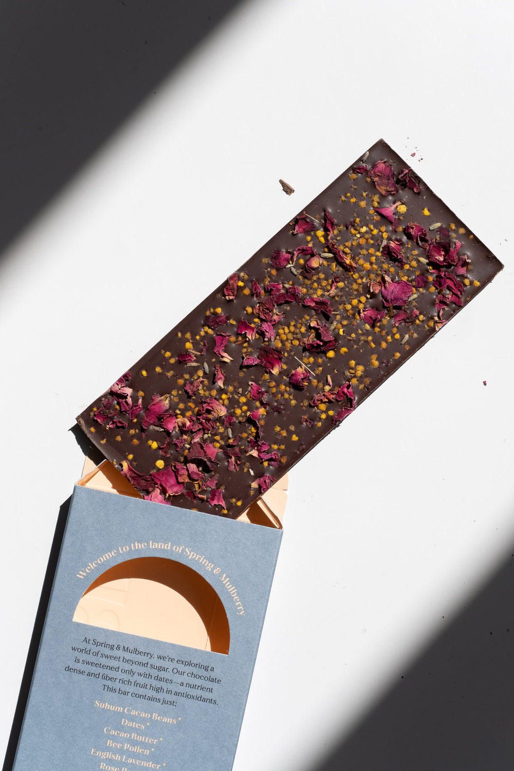 Lavender, Bee Pollen + Rose Petal Chocolate Bar