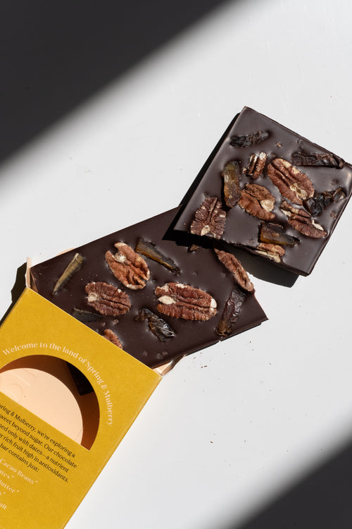 MEDJOOL DATES, PECANS + HIMALAYAN SALT CHOCOLATE BAR