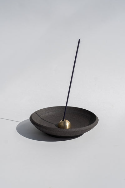 Black Stoneware Incense & Smudging Dish