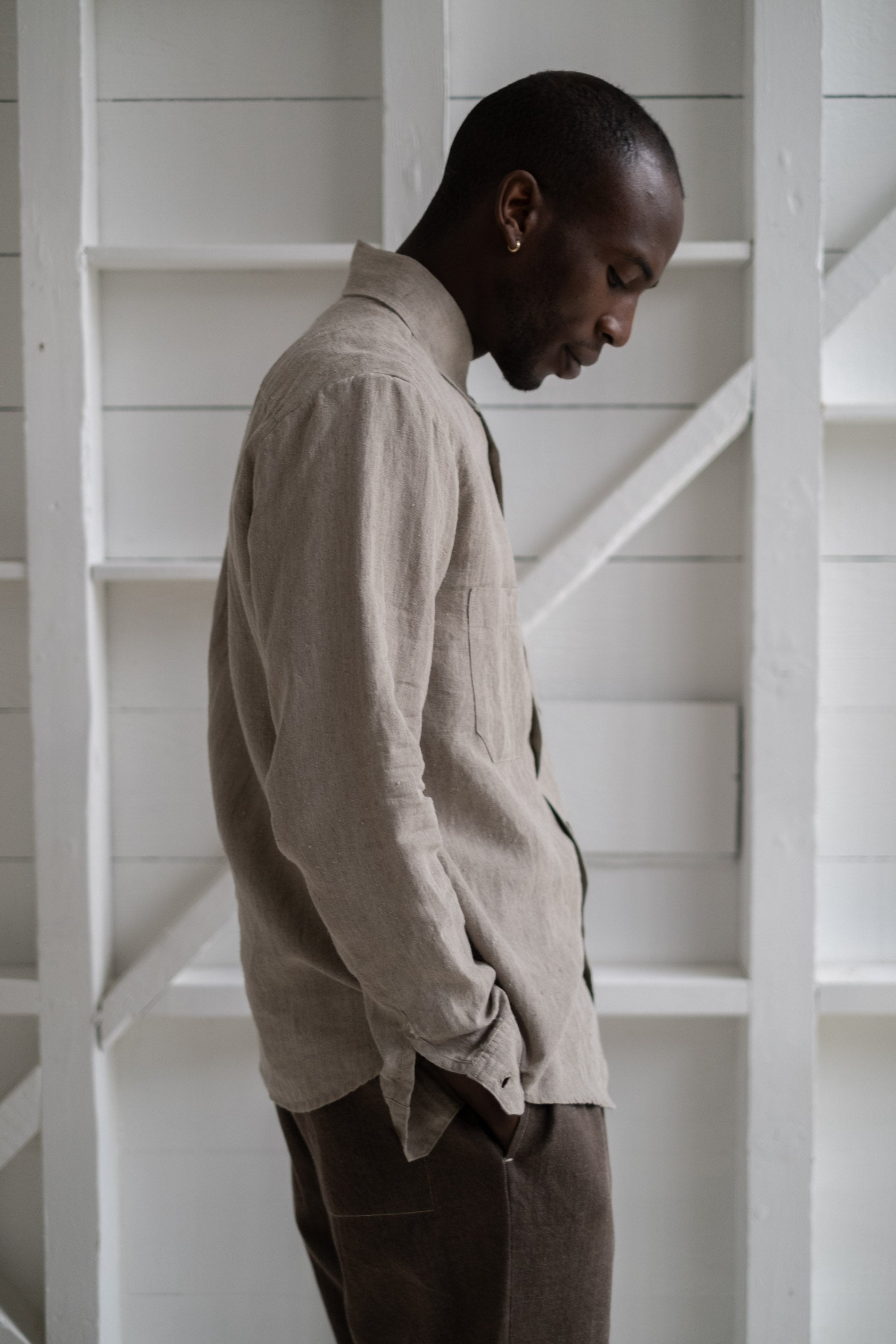 evan kinori | TWO POCKET SHIRT IN NATURAL TUMBLED HEMP – RELIQUARY