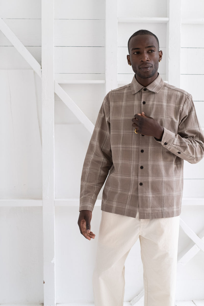 Evan Kinori | FLAT HEM SHIRT IN KASURI YARN DYED COTTON – RELIQUARY