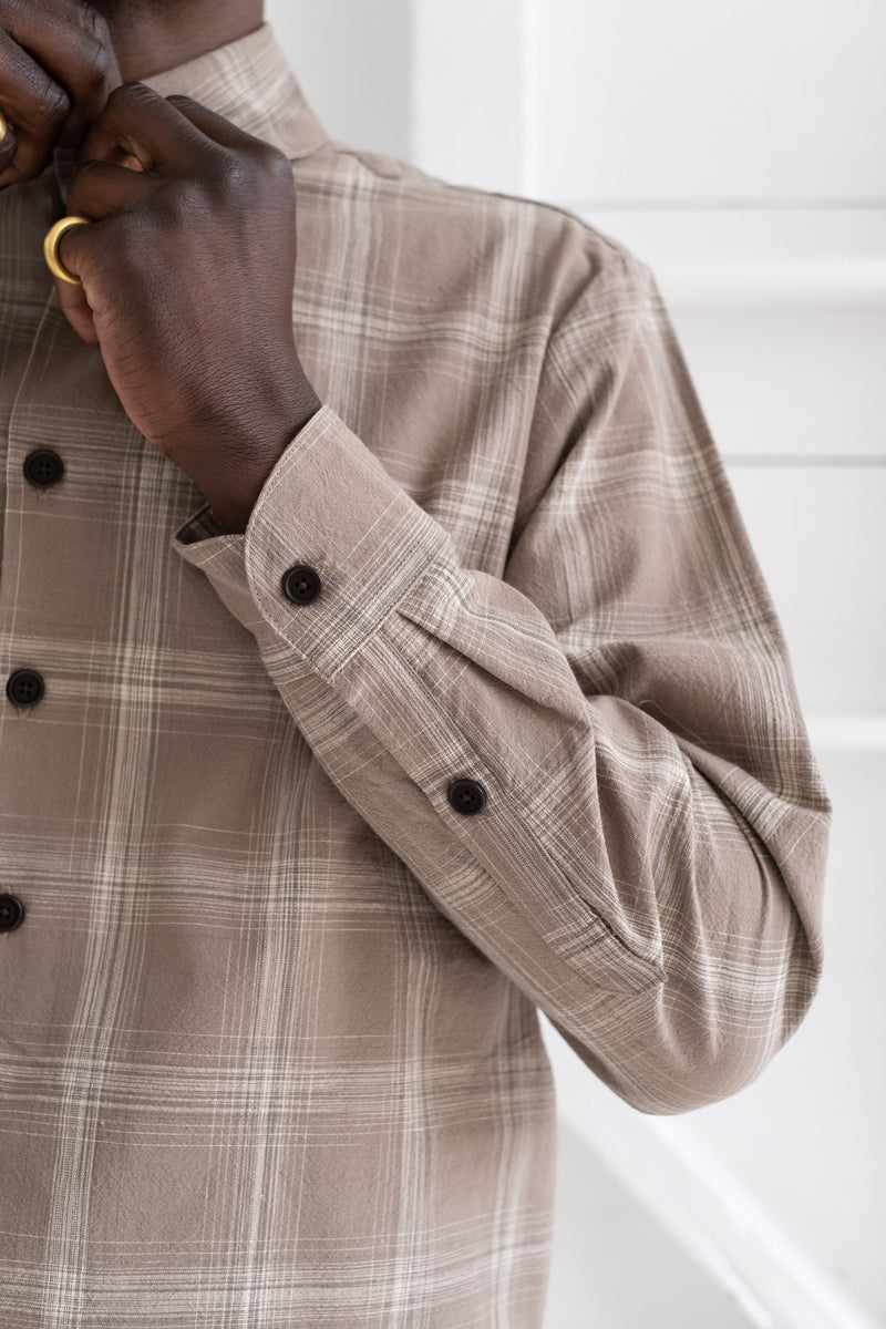FLAT HEM SHIRT IN KASURI YARN DYED COTTON